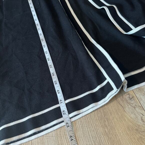 Essentials Milano Long Open Front Cardigan Duster Sweater Black White Gold - Picture 9 of 9